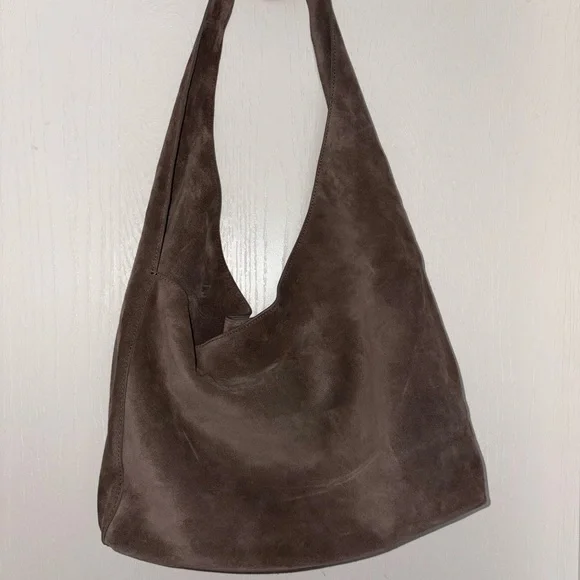 NWT Italian Suede Slouchy Shoulder Bag in Pebble color - Picture 5 of 10